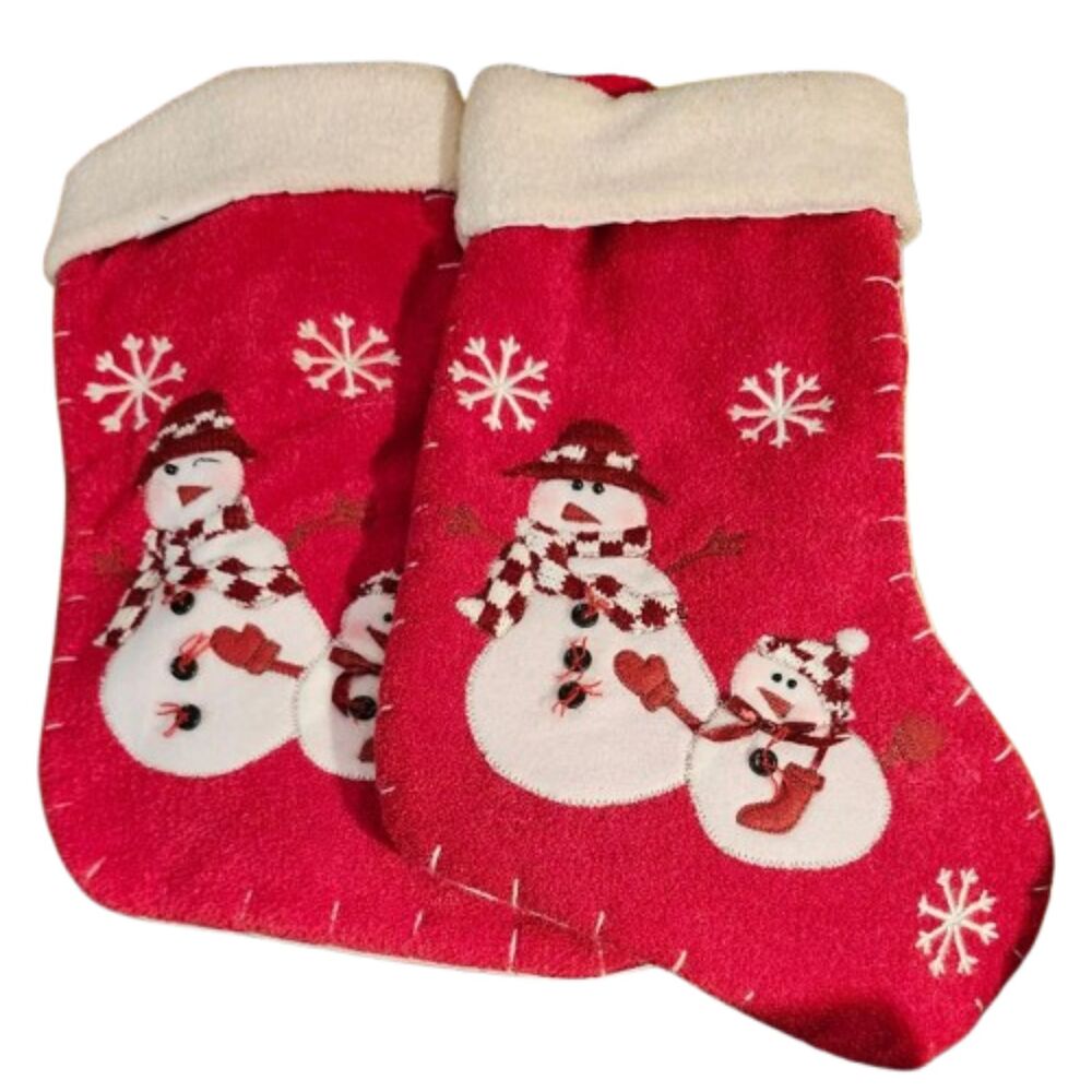T2 Lot of 2 Excellent Quality Snowman  Christmas Stocking Holiday Decor